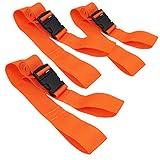 LINE2design Backboard Spine Board Straps - 5" Disposable Securing Straps with Loop Ends - Emergency Medical Board Adjustable Strap with Plastic Quick Safety Straps Release Buckle - Orange - Pack of 3