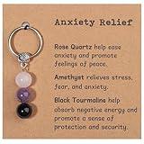 Drogomen Anxiety Relief Items for Women Men, Anxiety & Stress Relief Gifts Natural Healing Crystal Keychain Spiritual Depression Relief Items Relaxation Gifts for Women