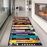 Generic Nostalgic Retro Style Runner Rug, VHS Case Themed Horror Rug for Home Theater TV Room, Long Entry Hallway Runner D1242.2 80x300Cm//31x118inch