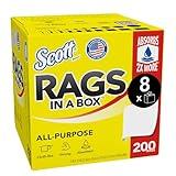 Scott® Rags In A Box™ (75260), All-Purpose Towels, Large 9"x12" Paper Towel, Pop-Up Box (8 Boxes of 200 Sheets, 1,600 Sheet Total)