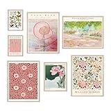 Habseligkeit Flower Posters for Room Aesthetic, Boho Wall Art Prints, Unique Vintage Wall Decor Aesthetic Eclectic Home Decor Bedroom Living Room Unframed, Set of 7