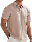 JMIERR Mens Polo Shirt Big and Tall Size Short Sleeve Casual Loose Button Down Knit Tee Shirt, 3XL, Brown