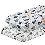 Pobi Baby - 2 Pack Premium Quality Changing Pad Cover - Ultra-Soft Cotton Blend, Stylish Animal Woodland Pattern, Safe and Snug for Baby (Magical)