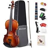 Vangoa Violin 4/4 Full Size Set Fiddle, Handcrafted Starter Acoustic Violins Kit with Solid Wood Side Board, Lightweight Hard Case for Beginners, Teens, Child, Kids Age 12+, Adults, Right Handed