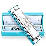 East top Harmonica, Diatonic 10 Holes C Key, Blues, for Beginner, Kids, Children, Students, Gift, with Case, Clean Cloth and Manual