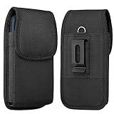 NUVAVO Holster for iPhone 16 15 14 13 12 11 Xs X XR/Pro Models, Cell Phone Belt Holder Case with Clip for Men, Heavy Duty Nylon Pouch (Fits Phone with Otterbox Cover on) Black