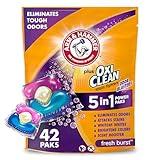 ARM & HAMMER Plus OxiClean with Odor Blasters 5-in-1 Laundry Detergent Power Paks, Laundry Odor Remover, Eliminates Odors, Attacks Stains, Fresh Burst Scent, 42 Count​