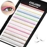 Hannahool 12 Colors Mix 240pcs 10D Premade Fans Nature Long Volume Eye Lashes Extensions Soft and Light Weight Colorful Individual False Eyelashes Cluster 8-16mm to Choose (15mm)