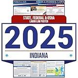 2025 Indiana State and Federal Labor Law Poster - OSHA Workplace Compliant - Mandatory Regulations Posting for Employees - All in One Required Compliance Posting 16" x 40" - Laminated (English)