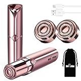 Facial Hair Removal for Women, Electric Painless Rechargeable Facial Hair Remover for Face, Lip, Chin with 2 x Replacement Heads