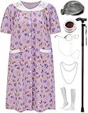 Z-Shop Old Lady Costume for Women 100 Days of School Halloween 100th Day Dress up,SM