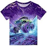 T-Shirts Boys 3D Monster Truck Graphic Short Sleeve Tees Summer Kids Novelty Clothes Tops 6-7Y