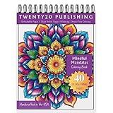 Twenty20 Publishing Mindful Mandalas Relaxing Coloring Book for Adults, 40 Mandala Designs, Thick Artist Paper, Spiral Bound, Gift for Adults to Relax, Anxiety and Depression