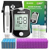 AUVON Blood Glucose Monitor Kit for Accurate Test, Diabetes Testing Kit with 100 Glucometer Strips, 100 30G Lancets and Lancing Devices, DS-W Portable Sugar Test Kit, No Coding & FSA/HSA Eligible