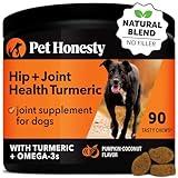 Hip & Joint Turmeric Health - Joint Supplement for Dogs, Omega-3 Fish Oil, Turmeric to Support Overall Health & Ease Stiffness - Advanced Pet Mobility Support - 90 Ct (Pumpkin)