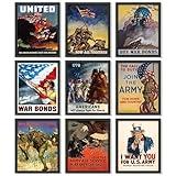97 Decor Vintage WW2 Poster - Us History Posters for Classroom Decorations, World War 2 Propaganda Pictures, World War II Army Art Prints, WW2 Memorabilia Military Wall Decor for Men (8x10 Unframed)