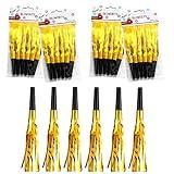 24 Pieces Glitter Metallic Fringed Noise Maker Musical Blowouts, Squawker Whistles Party Noisemakers for Birthday, New Year, Party Favor Decoration Supplies
