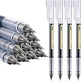 Frienda 12 Pieces Rolling Ball Pens 0.5 mm Japanese Quick Drying Fine Point Pens Liquid Ink Smooth Writing for Office Student Back to School Supplies(Black)