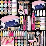 Acrylic Nail Kit for Beginners with Everything Nails Kit Acrylic Set with Drill and U V Light Professional Glitter Powder Decorations Rhinstones DIY Gifts for Women