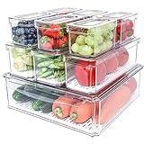 Pomeat 10 Pack Fridge Organizer, Stackable Refrigerator Bins with Lids, BPA-Free Produce Fruit Storage Containers for Fridge, Clear for Food, Drinks, Vegetable