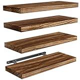 AMADA HOMEFURNISHING Floating Shelves, Paulownia Wood Wall Shelves for Bathroom/Living Room/Bedroom/Kitchen/Home Office, Natural Wood Floating Shelf for Home Storage & Organization, Set of 4, AMFS40BN
