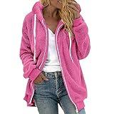 Day of Prime Deal,prime+deals October 11-12, Oversized Fuzzy Fleece Jackets For Women Fashion 2024 Color Block Faux Fur Cardigan Coat Shaggy Warm Winter Outerwear,Hot Pink,Small