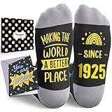 HAPPYPOP 100 Year Old Birthday Gifts Ideas for Men - Socks for 100 Year Old Elderly, 1925 Birthday Gift Box with Greeting Card