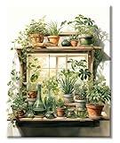 LZLHDE Diamond Art Kits for Adults Painting Core 12x16inch, Diamond Art kit Window Sill Greenery Beginners, DIY Full Drill Crafts for Adults Gem Art for Home Wall Decor
