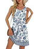 Summer Dresses for Women 2025 Elegant Classy Loose Fit Sleeveless Sundresses Beach Fashion Tank Dress with Pockets Ethnic Floral M