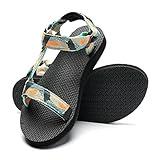 WateLves Womens-Sport-Sandals Outdoor Hiking Sandals with-Arch-Support Comfortable Webbing-Water-Athletic Beach-Sandals for Travel-Walking-Trekking-Camping(Black/Green,40)