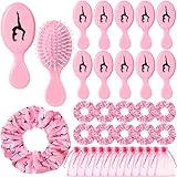 FineCheer 12 Sets Gymnastics Hair Ties and Hairbrushes Gymnastics Hair Scrunchie Mini Detangler Brush Sports Elastics Ponytail Holders Gymnastic Party Favors Gift for Gymnasts Teams Women Girls