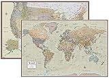 Swiftmaps World and USA Contemporary Premier 3D Two Wall Map Set (24x36 Laminated)
