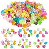 135 PCS Luminous Mini Resin Ducks Tiny Glow in The Dark Duck/ Chickens/ Rabbit/ Frogs /Dolphin /Mushroom/ 6 Combination Sets Resin Miniature Animals for Micro Landscape Dollhouse Garden Decoration