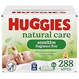 Huggies Natural Care Sensitive Baby Wipes, Unscented, Hypoallergenic, 6 Flip-Top Packs (288 Wipes Total)