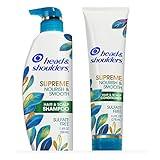 Head & Shoulders Supreme Anti Dandruff Shampoo and Conditioner Set, Sulfate Free, Argan & Jojoba Oil, For Dry Scalp, Nourishes & Smooths, Safe for Color Treated Hair, 11.8 & 9.4 Fl Oz