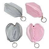 Honbay 2PCS Mesh Makeup Sponge Holder Containers Small Cosmetic Travel Zippered Toiletry Bags with Keyring for Makeup Sponge Puff Lipstick Keys Headphones