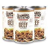 Lehman's All Natural Canned Meat, USA Made Ready to Eat for Everyday, Camping or Emergencies, 14.5 oz each, Pack of 3, Beef
