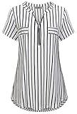 Business Casual Clothes for Women, Misses Shirts V Neck Short Sleeve Easy Loose Fit Aline Soft Knitted Tunic Blouse Tops White XXL