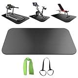 Treadmill Mat,Bike Mat Compatible with Peloton Bike Elliptical Treadmill,Folding Pad Exercise Equipment Under Exercise Trainer Pad for Stationary Indoor Spin
