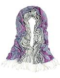 Dahlia Women's 100% wool Scarfs, Wraps, and Shawls, Pink Flower River, Gray