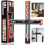 Preciva 4-in-1 Adjustable T Square Ruler - 14"/35cm Multifunctional Drilling Guide & Layout Tool for Cabinets | Precision Marking, Hole Punching, Level & 30/45/60/75/90° Angles | Dual Scales