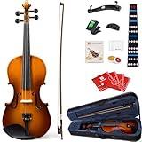 Vangoa Violin 1/2 Size Set Fiddle, Handcrafted Half Size Starter Acoustic Violins Kit with Solid Wood Side Board, Lightweight Hard Case for Beginners Learners, Children, Kids, Adults, Right Handed