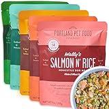 Portland Pet Food Company Mixed Fresh Dog Food Pouches Variety Pack - Human-Grade, Gluten-Free Wet Pet Meal Topper Mix-Ins & Meals - Small & Large Breed Puppy & Senior Dogs - Made in The USA - 5 Pack
