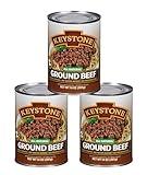 Keystone Meats All Natural Heat and Serve Ground Beef 14 oz – Fully Cooked Canned Meat – Ready to Eat – 5-Year Shelf Life – Pantry Staple for Everyday Meals, Emergency Survival Canned Food – Made in USA – Pack of 3
