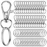 60PCS Keychain Making Kit, Including 30PCS Keychains Clips Hooks and 30PCS Key Chain Rings, Lobster Claw Clasps with Keychains Rings Accessories for Jewelry Making