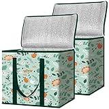 BALEINE 2Pk Insulated Reusable Grocery Bags, Collapsible Cooler Bag for Groceries, Heavy Duty Large Insulated Bag (16''x9''x13'', Spring Stroll)