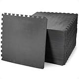 BalanceFrom Puzzle Exercise Mat with EVA Foam Interlocking Tiles for MMA, Exercise, Gymnastics and Home Gym Protective Flooring, 1/2" Thick, 144 Square Feet, Black