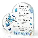 Christian Gifts for Women Loving Inspirational Religious Gift for Her, Mom Girl Female Coworker Sisters Butterfly Design Desktop Decor Blue - with God's Love