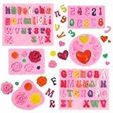 MUYIYAMEI Letter Silicone Mold Alphabet Number Molds Rose Heart Shape Cake Mould for Gummy Baking Candy Making Chocolate Molds Sugar for DIY Crafts Candy Desserts Cupcake Decoration