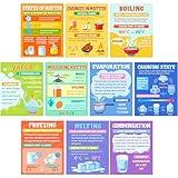 Pasimy 10 Pcs Science Classroom Posters Stem Chemistry Matter Mass Posters Anchor Charts Physics Class Decoration Science Bulletin Board for Middle High School Wall Art Decorations